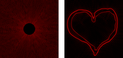 High-pass filtered FFT (left) and heart (right)