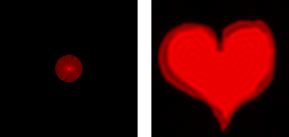 Low-pass filtered FFT (left) and heart (right)