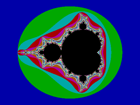 Mandelbrot set using the default VGA 256 color palette